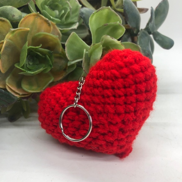 Crochet Heart Bag Charm ❤️ Love On The Go Red Heart Keychain Bag Accesso… - Picture 1 of 17